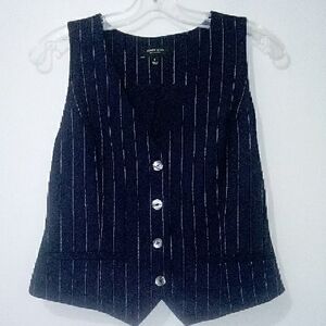 Jones & Co Navy Blue Pinstripe Fitted Button Down Vest